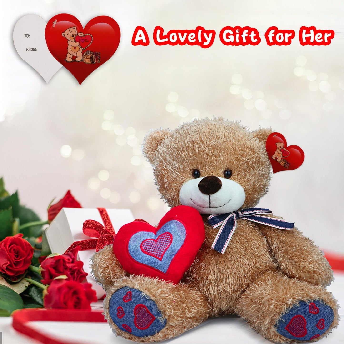 Teddy Bear Stuffed Animals, 11.7" Stuffed Bear in Diffreent Shape, Small Teddy Bear Soft Plush Toy for Girlfriend Kids Toddlers on Birthday/Christmas/Valentine's Day (2 Packs)