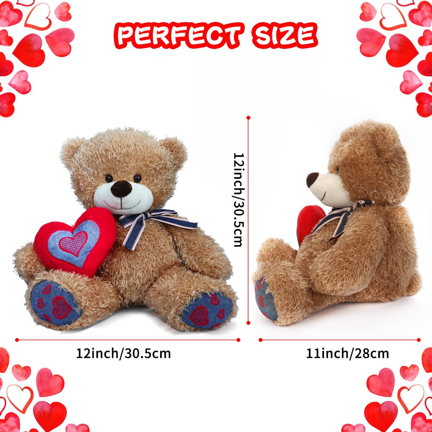 Teddy Bear Stuffed Animals, 11.7" Stuffed Bear in Diffreent Shape, Small Teddy Bear Soft Plush Toy for Girlfriend Kids Toddlers on Birthday/Christmas/Valentine's Day (2 Packs)