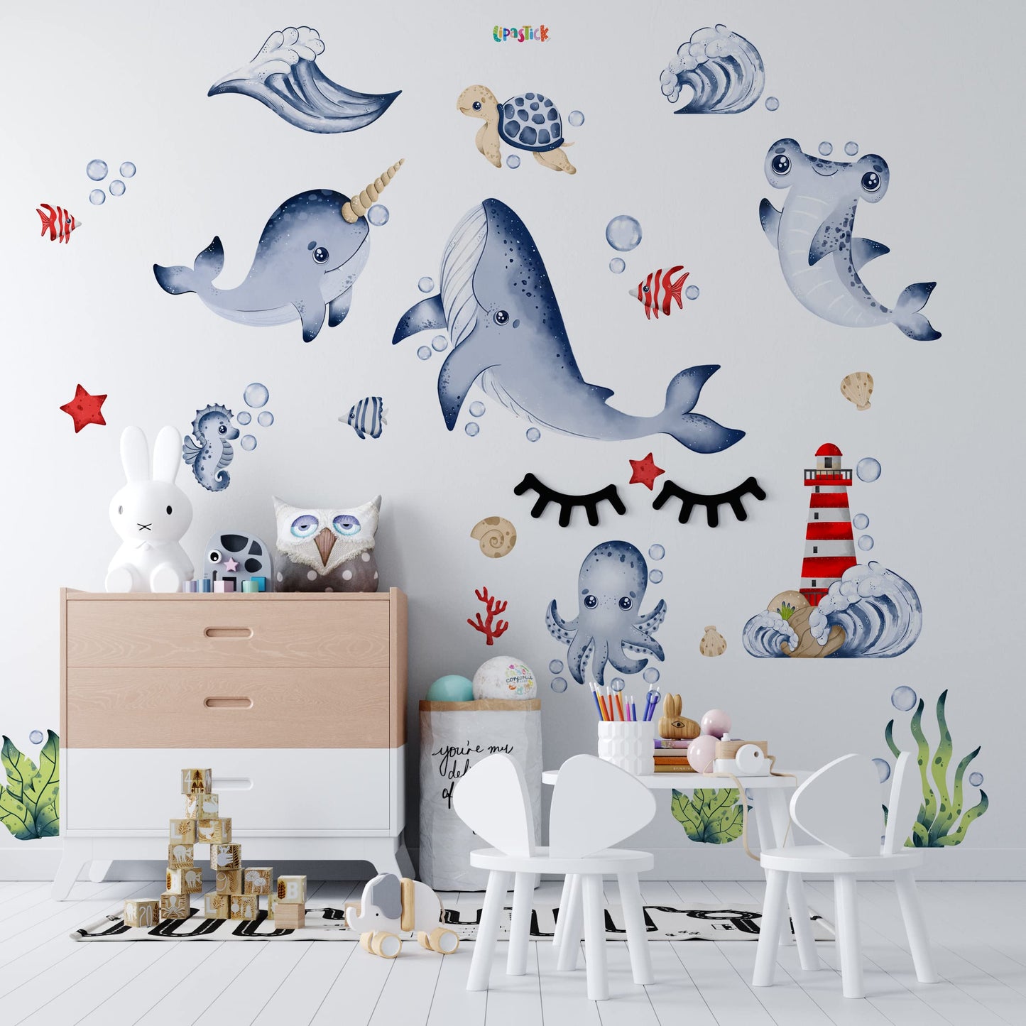 Large Airplane Wall Decals for Kids by Lipastick - 47 pcs Premium Kids Wall Stickers Aircrafts - Creative Nursery Wall Decal - Plane Vinyl Wall Decals for Baby Nursery Children Room Bedroom S Size