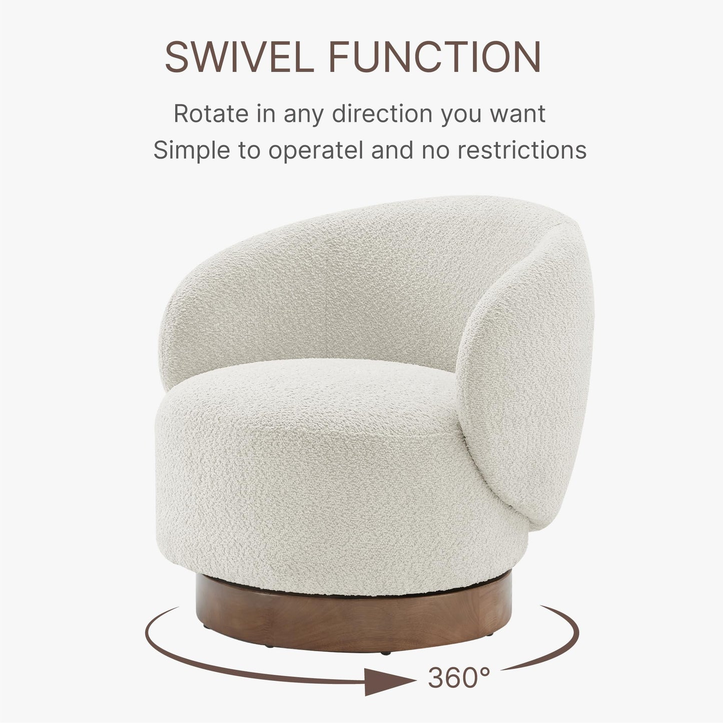 Swivel Accent Chair Round Barrel Armchair Upholstered Performance Fabric for Living Room Bedroom Reading Waitingroom