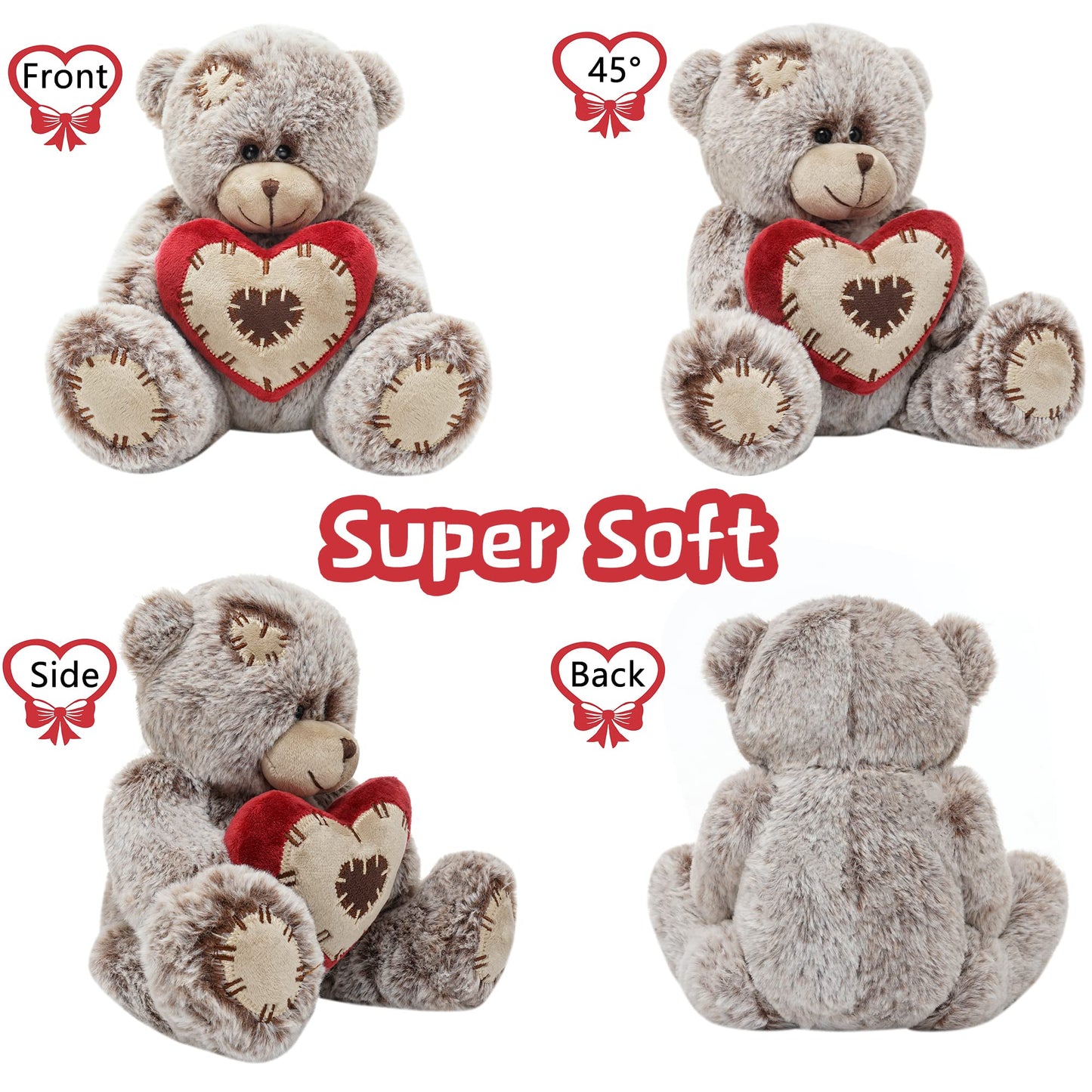 Teddy Bear Stuffed Animals, 11.7" Stuffed Bear in Diffreent Shape, Small Teddy Bear Soft Plush Toy for Girlfriend Kids Toddlers on Birthday/Christmas/Valentine's Day (2 Packs)