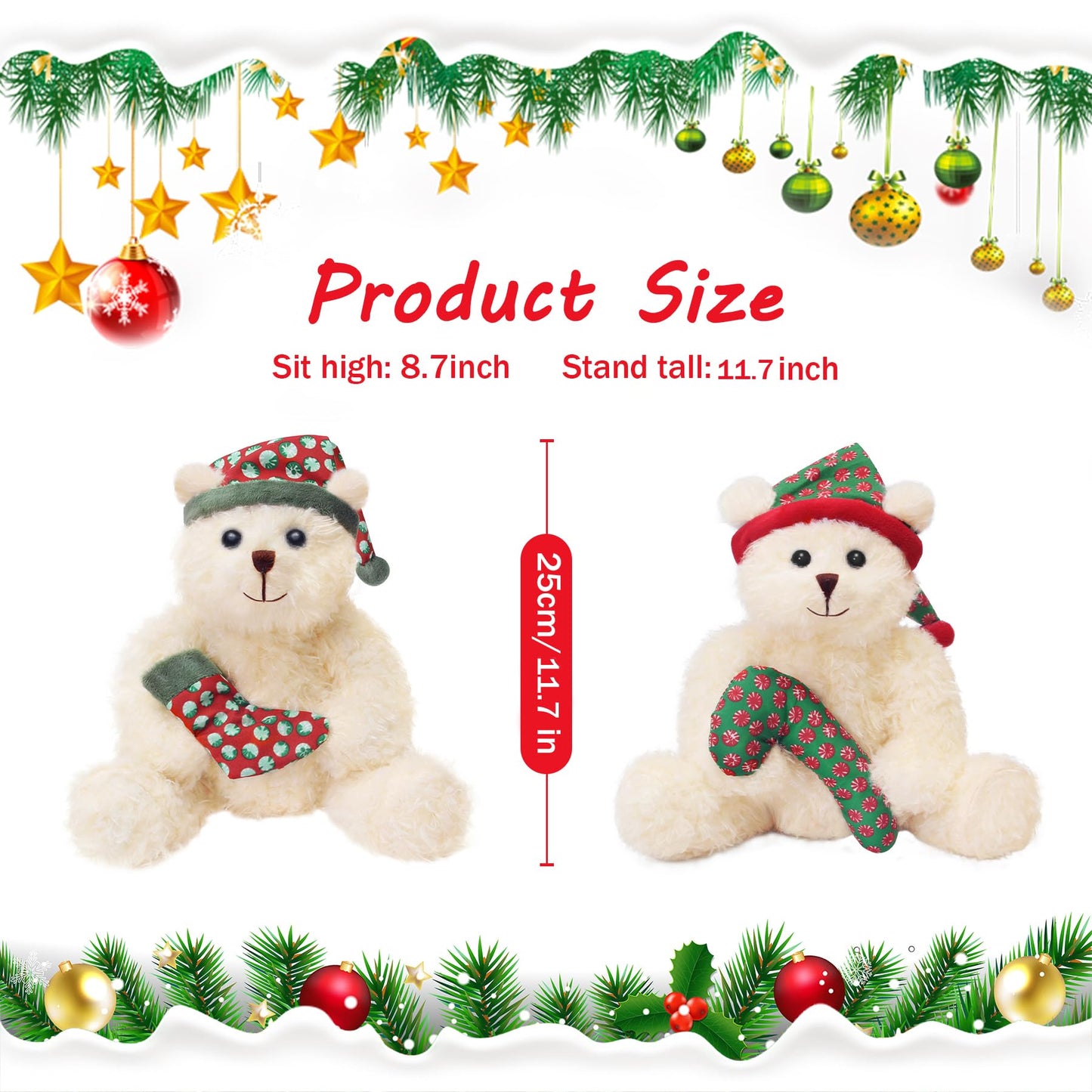 Teddy Bear Stuffed Animals, 11.7" Stuffed Bear in Diffreent Shape, Small Teddy Bear Soft Plush Toy for Girlfriend Kids Toddlers on Birthday/Christmas/Valentine's Day (2 Packs)