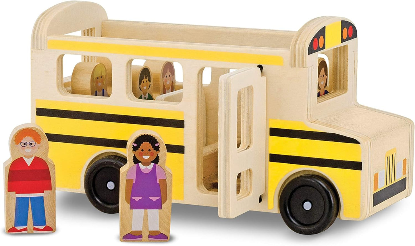 Melissa & Doug School Bus Wooden Toy Set With 7 Figures, Pretend Play, Classic Toys For Kids