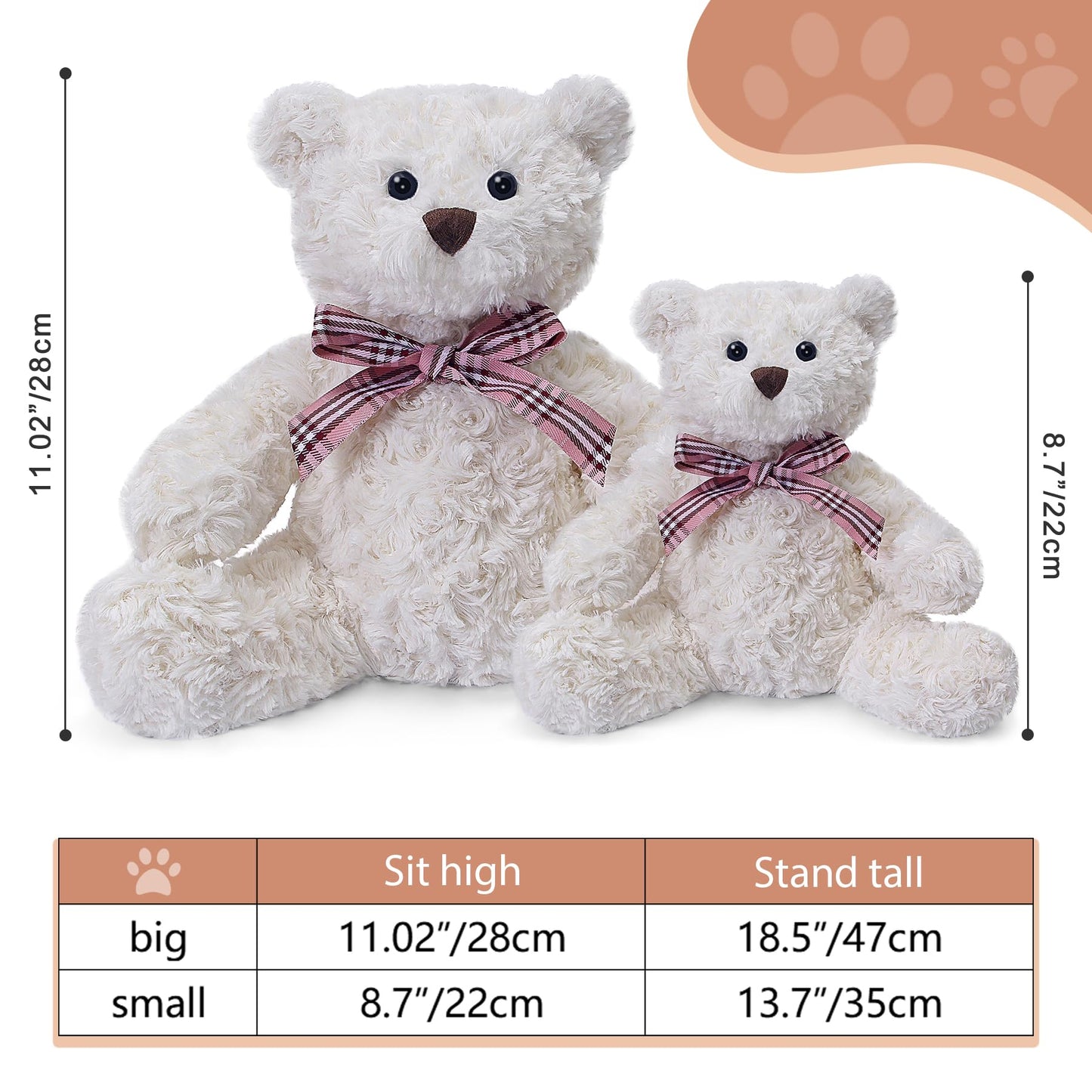 Teddy Bear Stuffed Animals, 11.7" Stuffed Bear in Diffreent Shape, Small Teddy Bear Soft Plush Toy for Girlfriend Kids Toddlers on Birthday/Christmas/Valentine's Day (2 Packs)