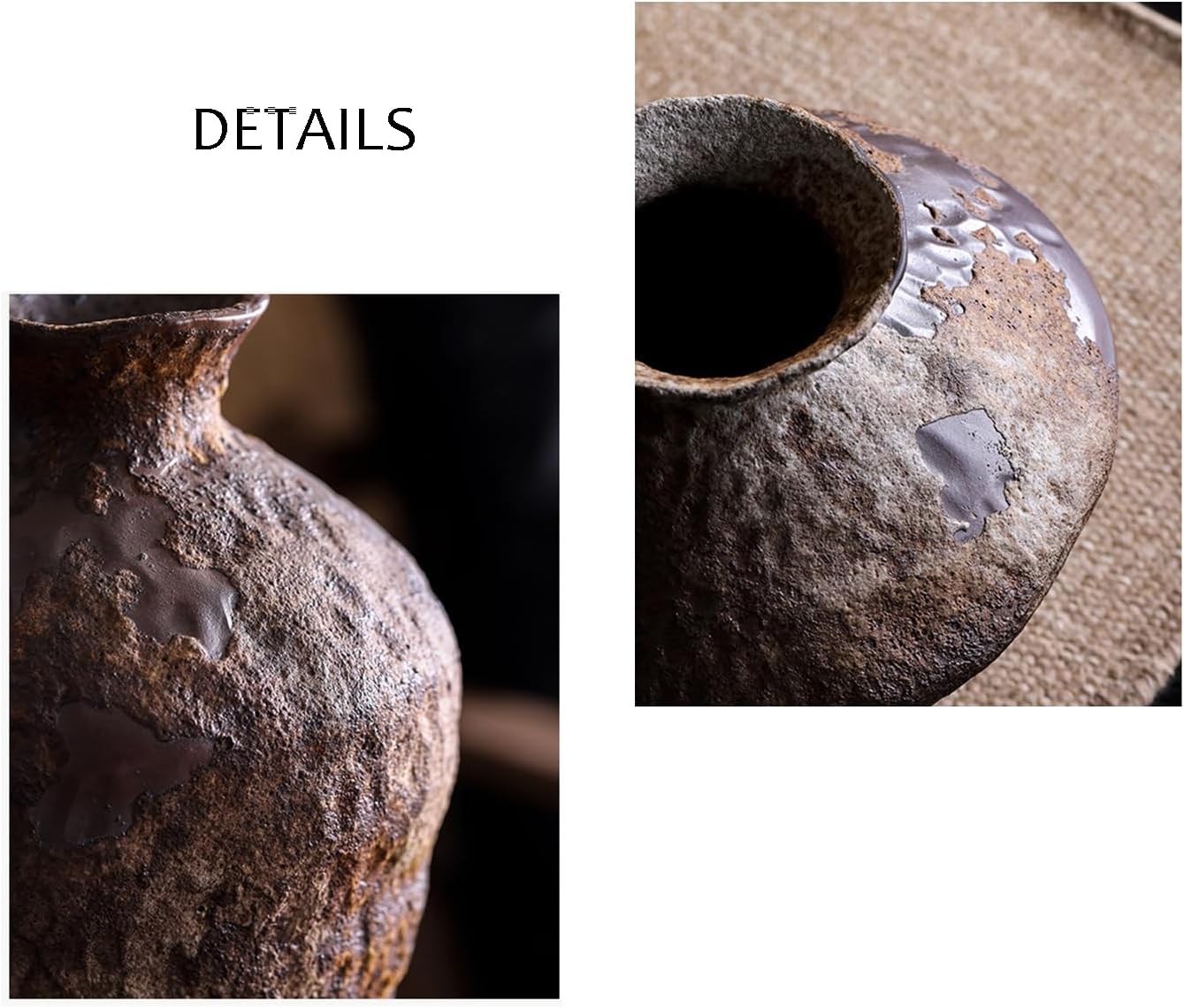 Ceramic Rustic Farmhouse Vase, Pottery Flower Vase for Centerpieces, Decorative Vase for Table, Living Room, Bedroom, Bathroom