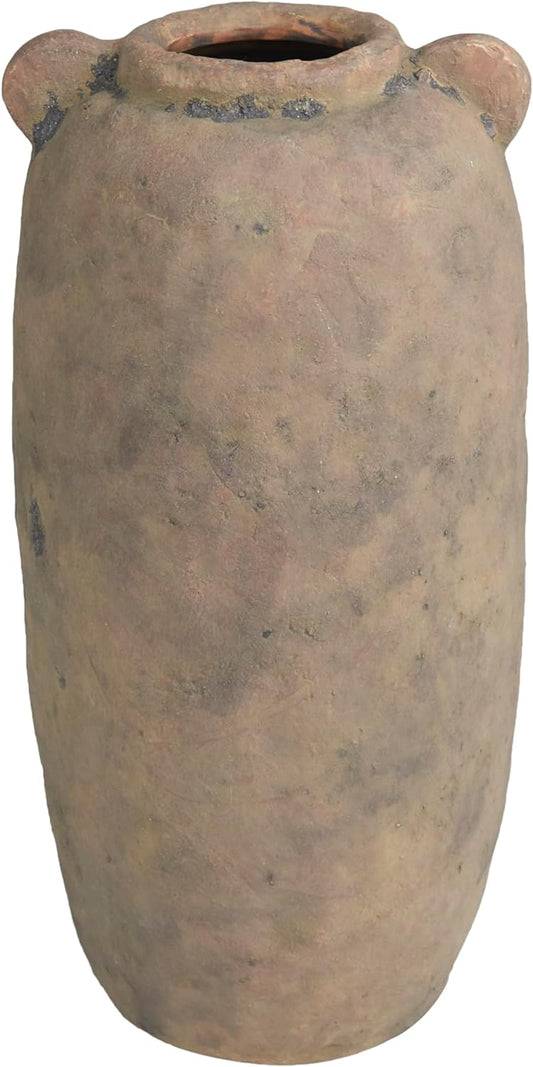 Deco 79 Ceramic Distressed Terracotta Vase, 8" x 8" x 16", Brown